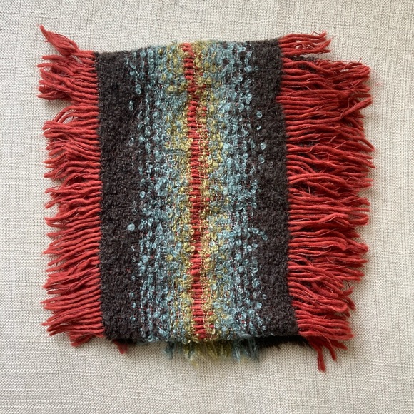 Guillaume de Mons Wool Blend Scarf, Multicolor, Fringes, Paris France - Picture 3 of 4